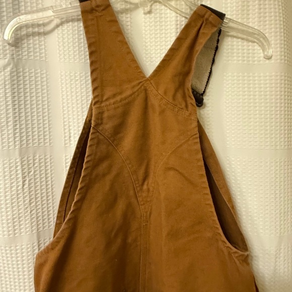Carhartt Canvas Cargo Dark Tan Bib Carpenter Overalls Youth Boys Sz 10 - Picture 11 of 16